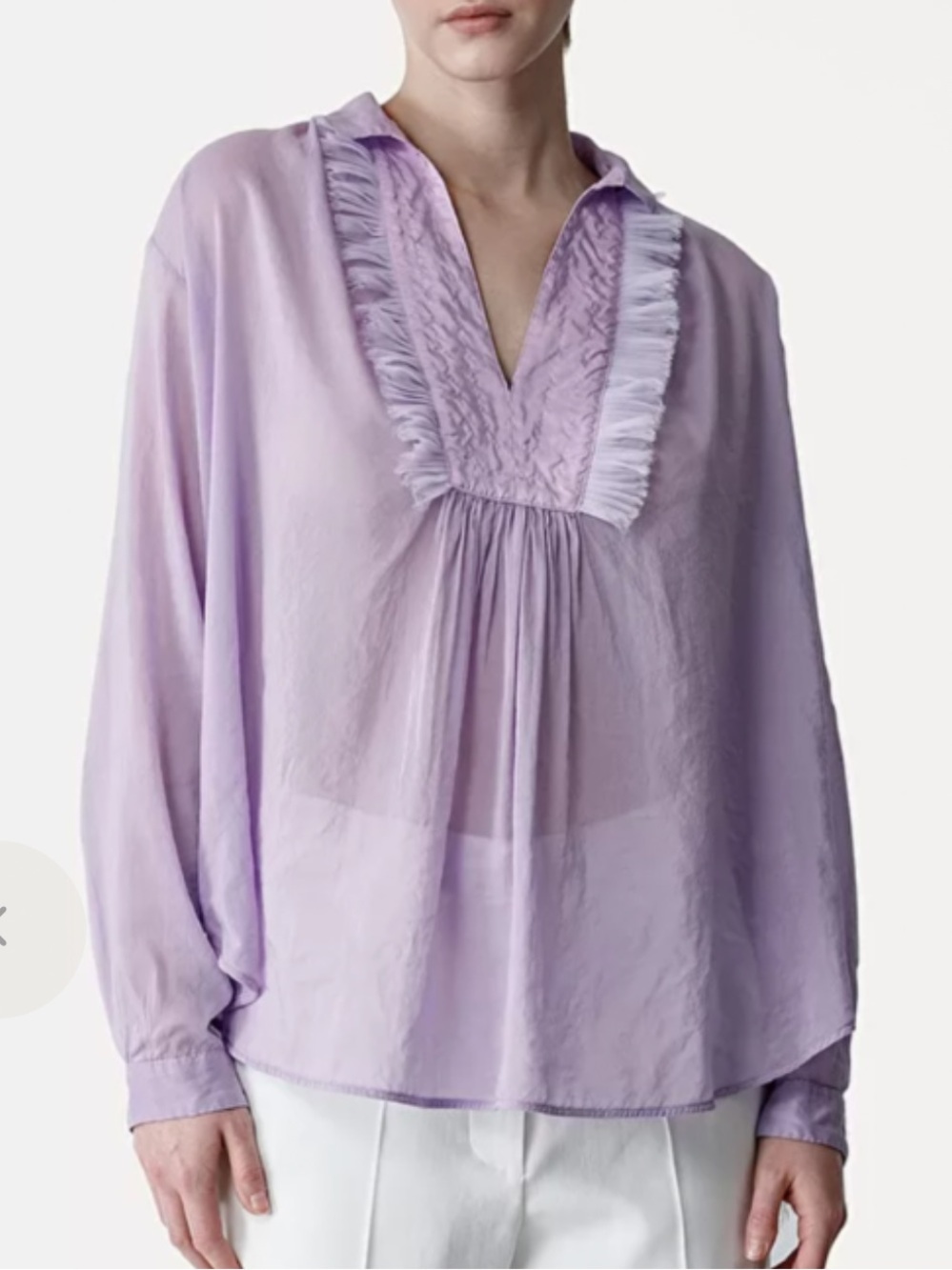 Forte Forte front panel shirt lilac Lavender Ruffle Blouse top $445 sz II 6